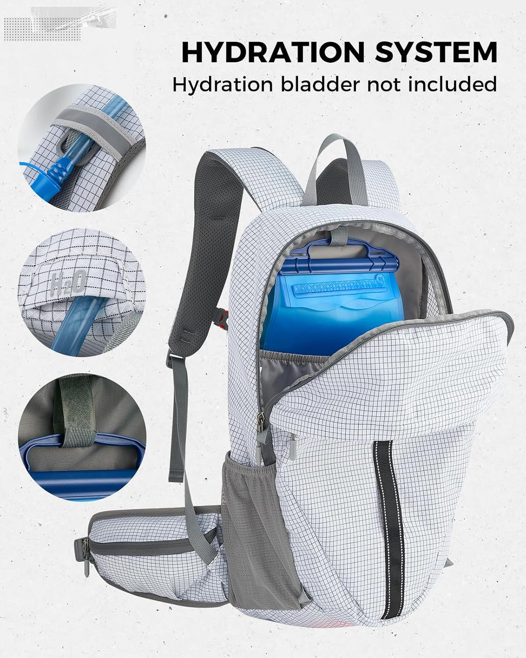 25L Hiking Backpack with Helmet Holder and Rain Cover, Lightweight Camping Travel Day pack Cycling Backpack for Women Men (White)