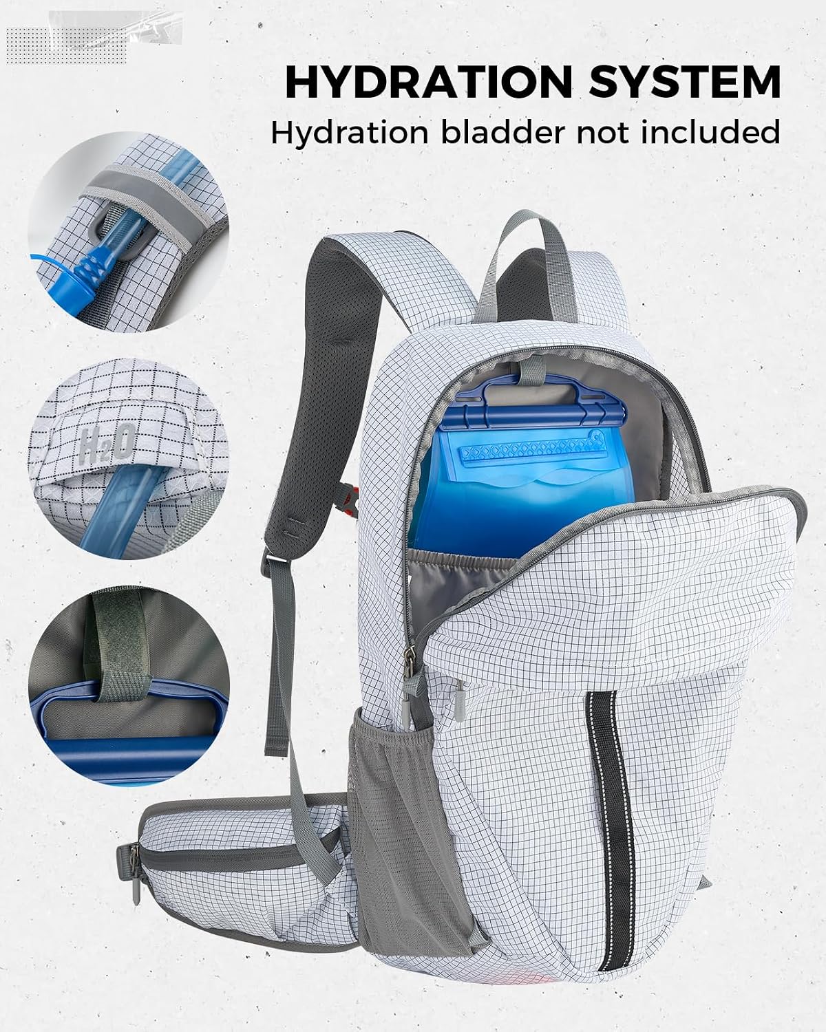 25L Hiking Backpack with Helmet Holder and Rain Cover, Lightweight Camping Travel Day pack Cycling Backpack for Women Men (White)