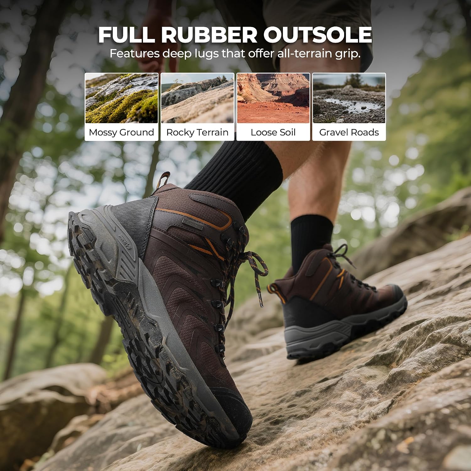 NORTIV 8 Men's Waterproof PRO Hiking Boots Outdoor Lightweight Non-Slip Arch Support Trekking Camping Ankle Boots Armadillo Update