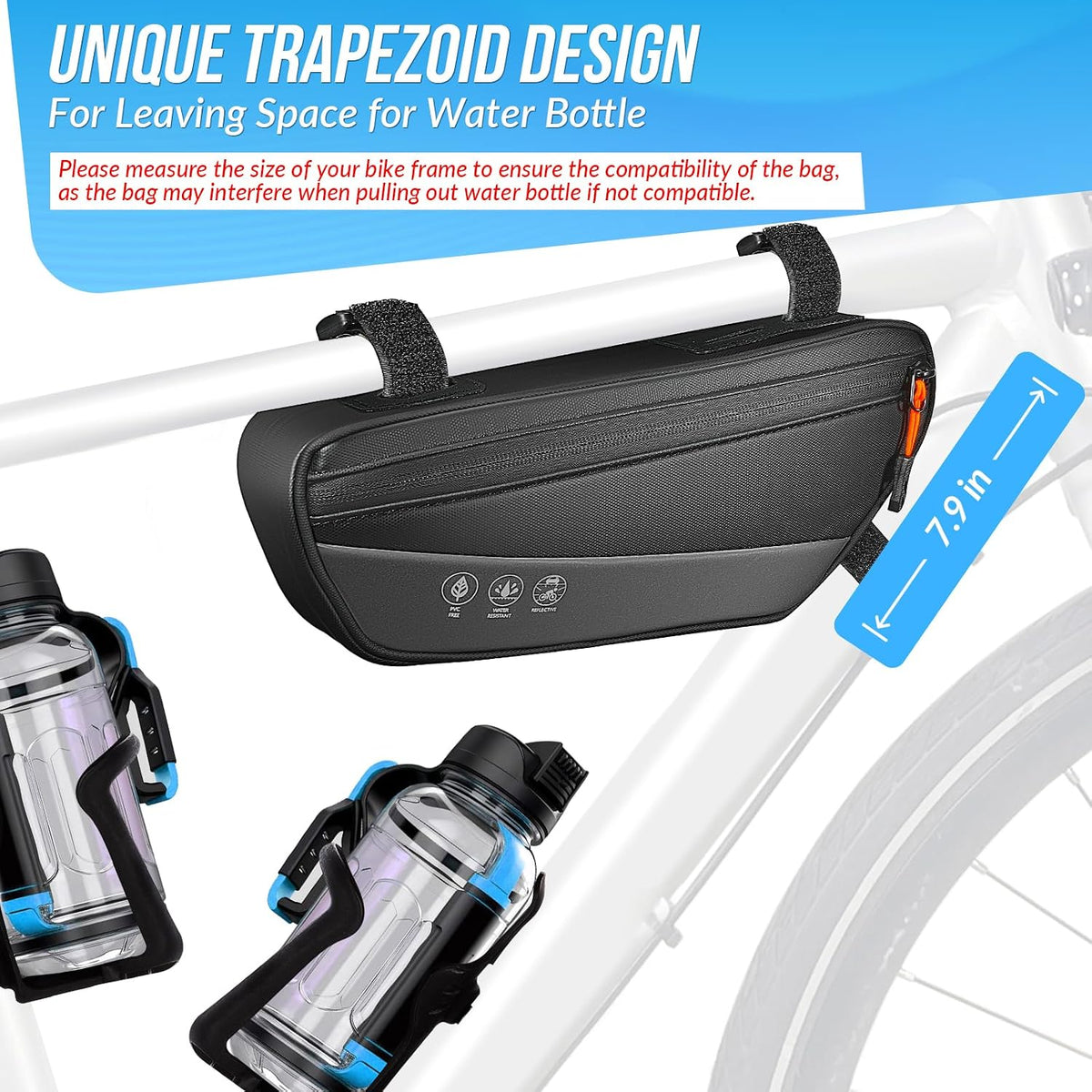 WOTOW Bike Frame Bag - Waterproof Triangle Storage Bag, 1.8L