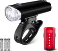 Amazon Basics Bike Lights for Day/Night Riding, Bicycle Lights Front and Back, Headlight Black, Taillight Red, Three Lighting Modes, Versatile Mounting Options