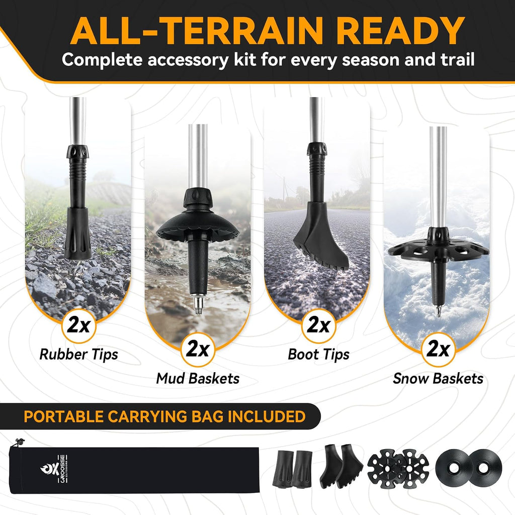 Cork Grip Collapsible Hiking Poles, Trekking Poles for Hiking, Lightweight