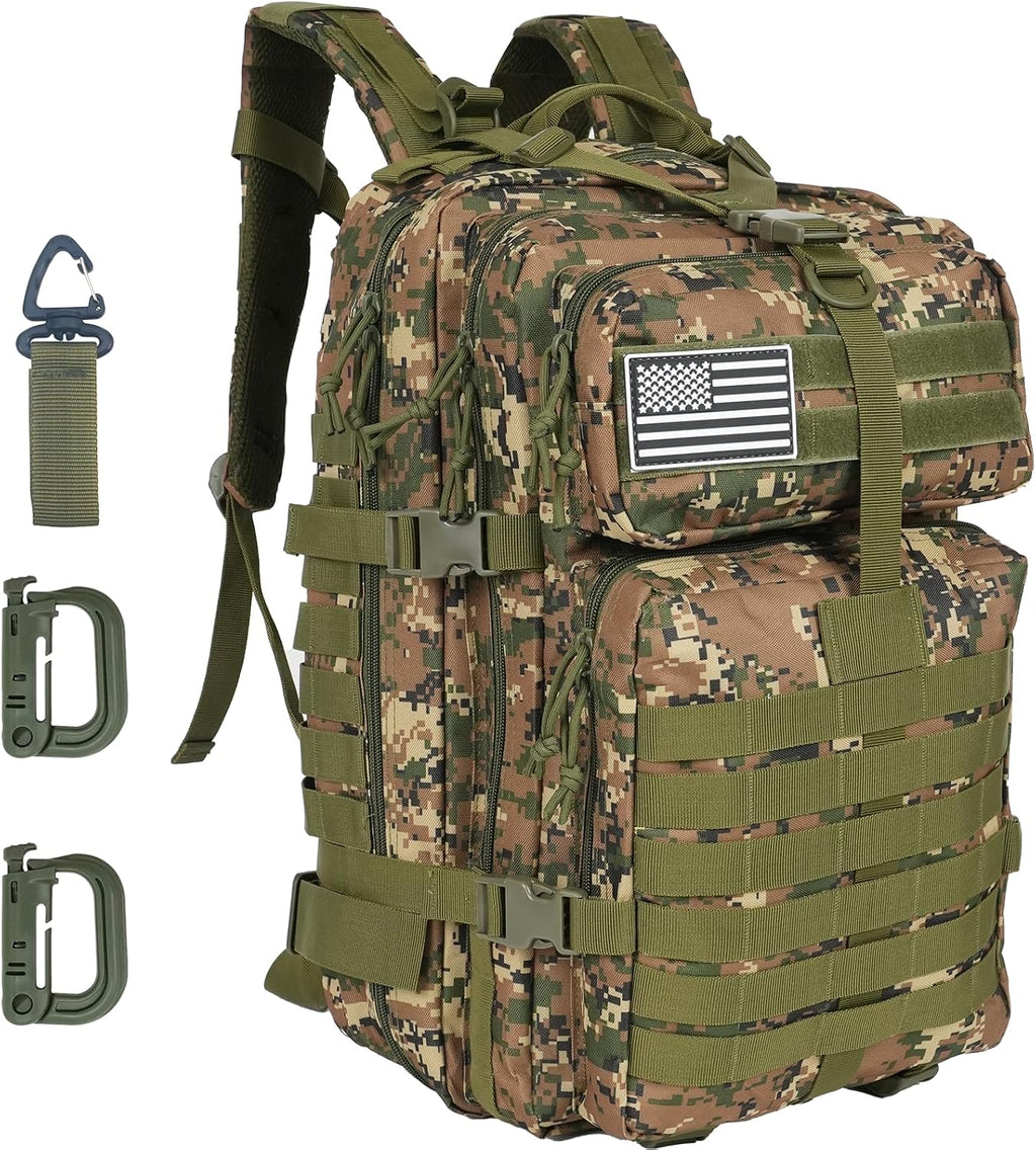 50L Large Military Tactical Backpack Molle Army Assault Pack for Travel Camping Hiking Fishing Backpack for men (black camo)