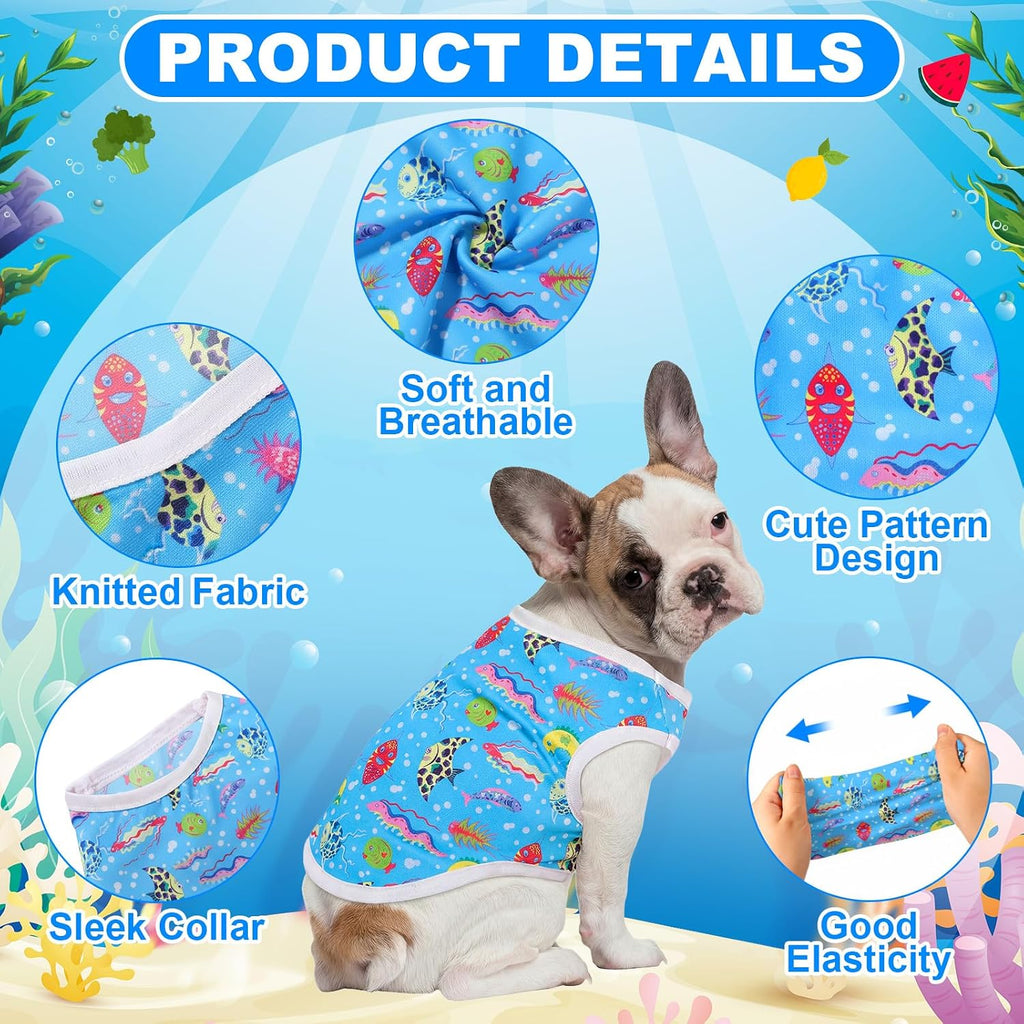 Yaomiao 32 Pack Summer Small Dogs Clothes Puppy Shirts Bulk, Breathable Sleeveless Pet T-Shirts, Cute Hawaiian Dog Clothes for Boy & Girl Dogs, Vest Apparel for Puppies Cats(Cartoon Series,S)