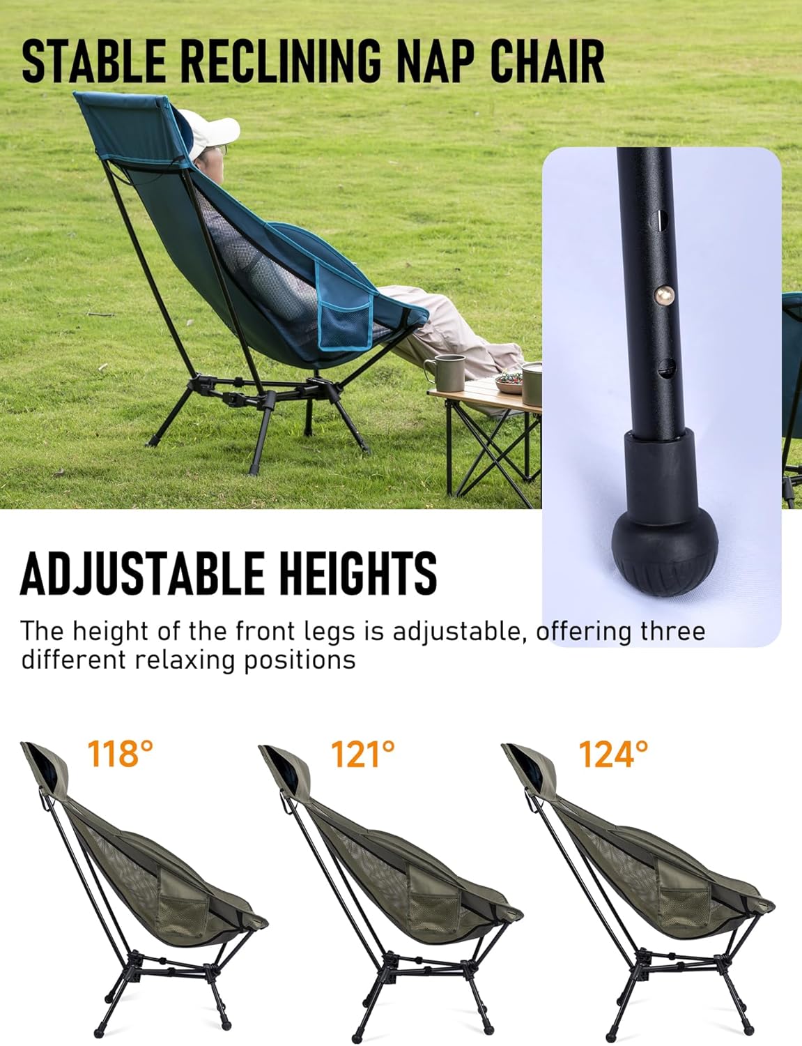 WildCall Lightweight Folding Camping Chair Anti-Sinking Chair, High Back