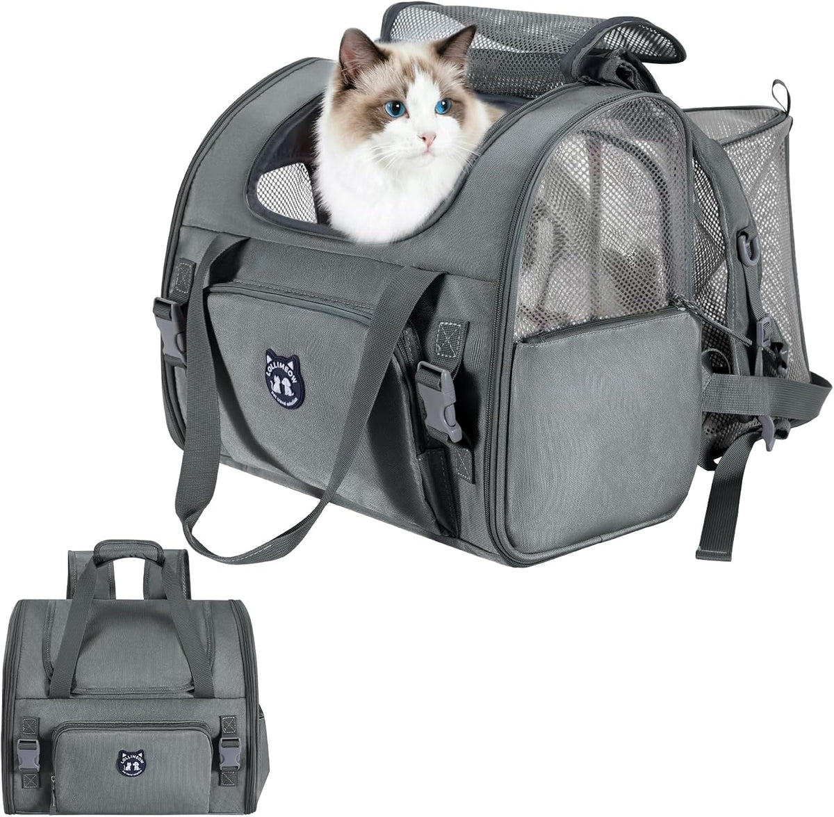 Lollimeow Expandable Large Cat Carrier Backpack, Supports up to 14 lbs