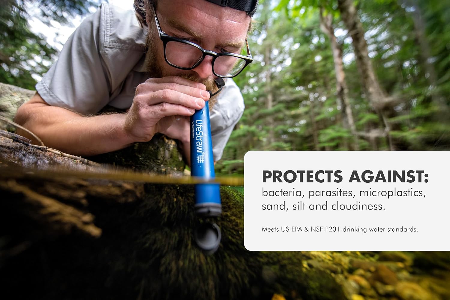 LifeStraw Personal Water Filter for Hiking, Travel and Emergency, Blue, 1PK