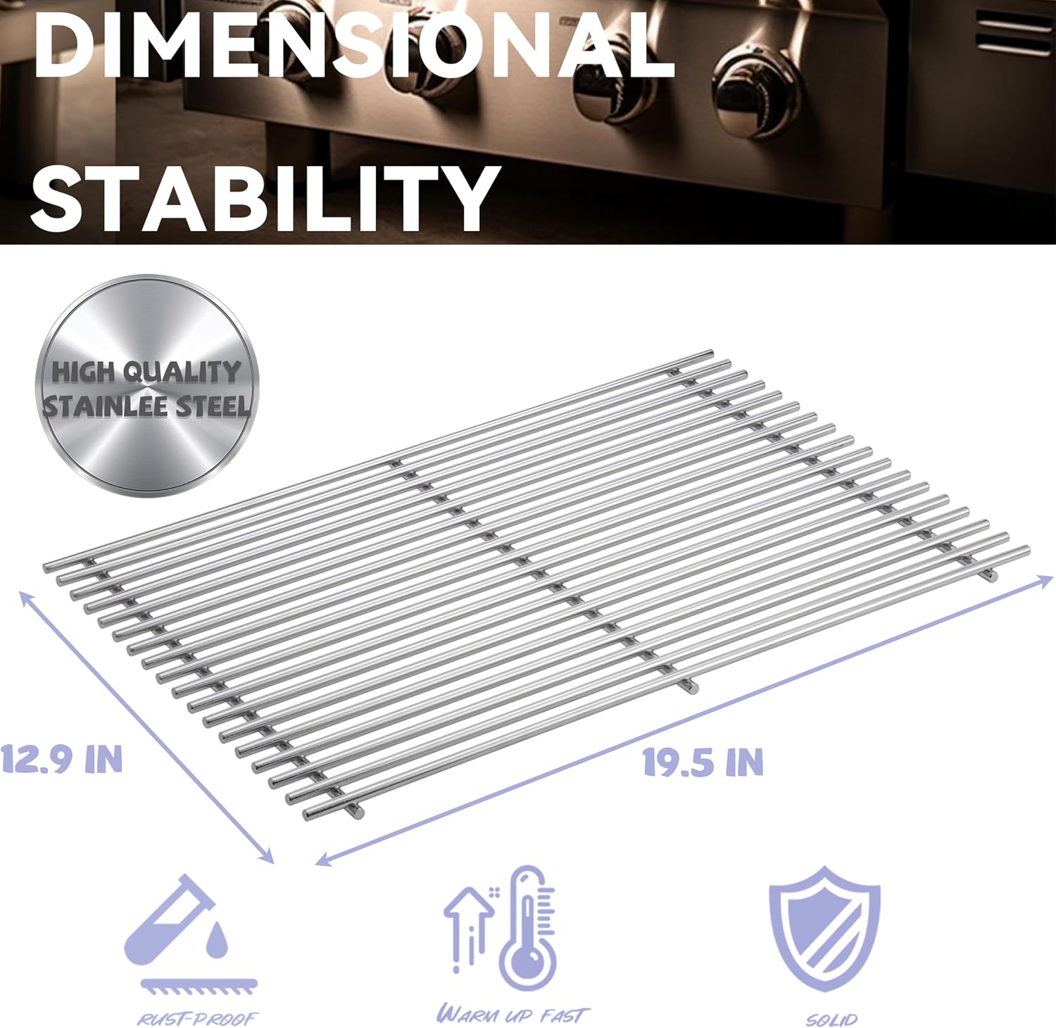 2 Pc 19.5" Stainless Steel Cooking Grates for Weber Genesis 300 Series,Genesis E310 E320 E330 S310 S320 S330 EP310 EP320 EP330 Gas Grill, Cooking Grids Grates Replacement for Weber 7528/7524