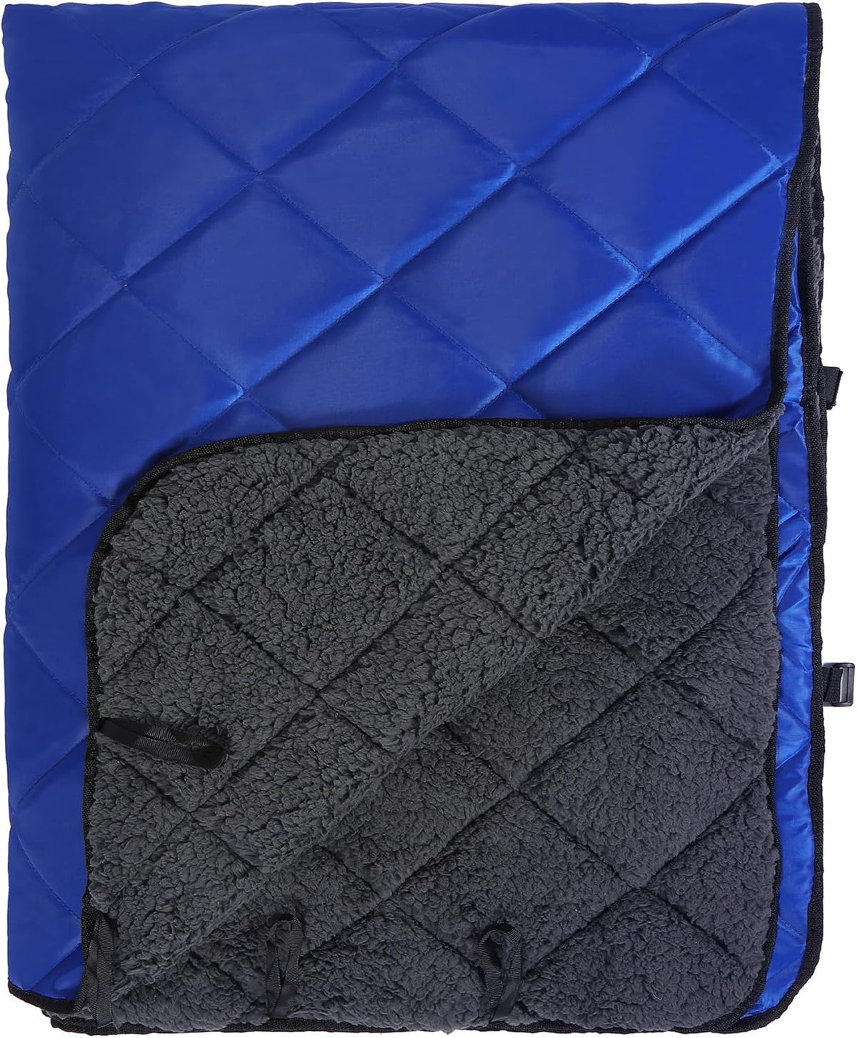 REDCAMP Large Camping Blanket with Sherpa Lining, Black 79"x59"