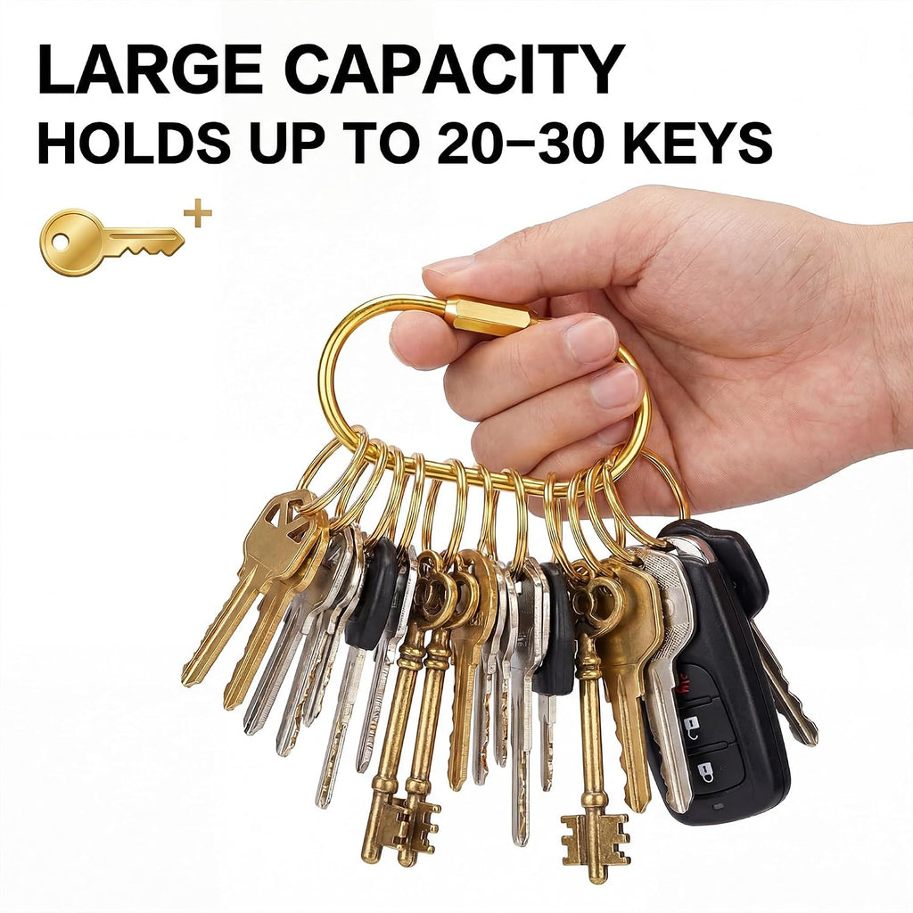 Tiezzi 12 Pack Gold Locking Carabiner Clips, Brass Key Rings for Bag Charms