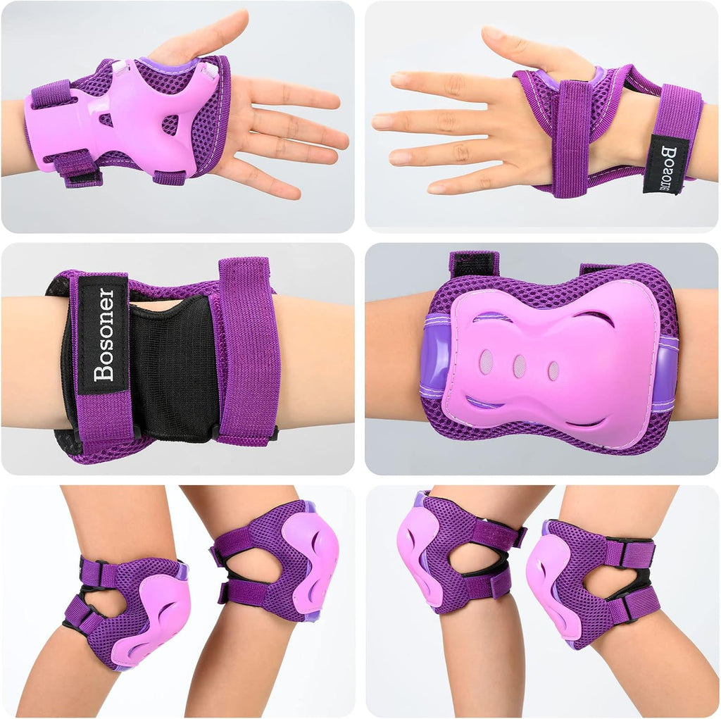 BOSONER Kids/Youth Knee Pad Elbow Pads Guards Protective Gear Set for Roller Skates Cycling BMX Bike Skateboard Inline Skatings Scooter Riding Sports