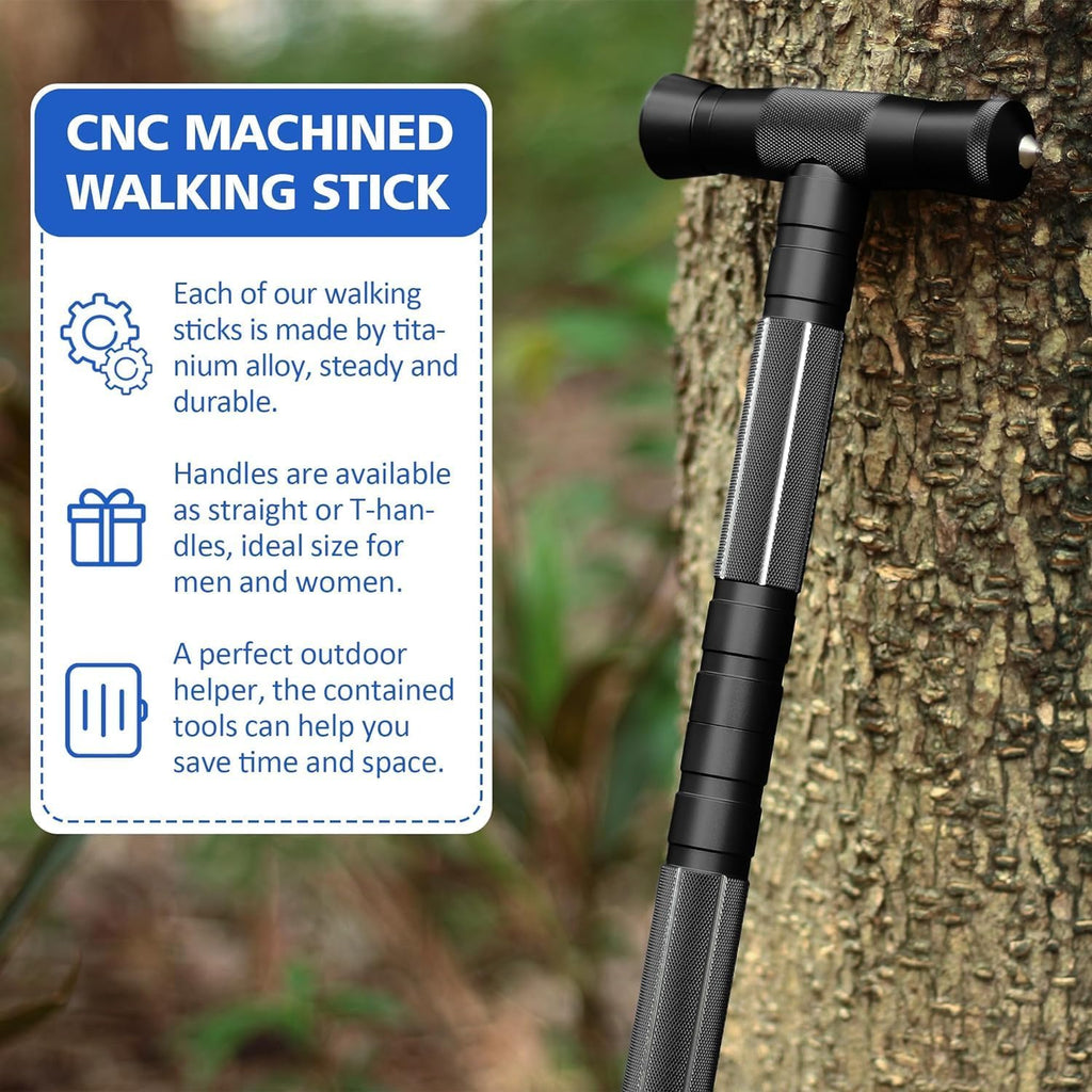 aiGear G2 Tactical Hiking Stick with Survival Kit, 5-Section Staff