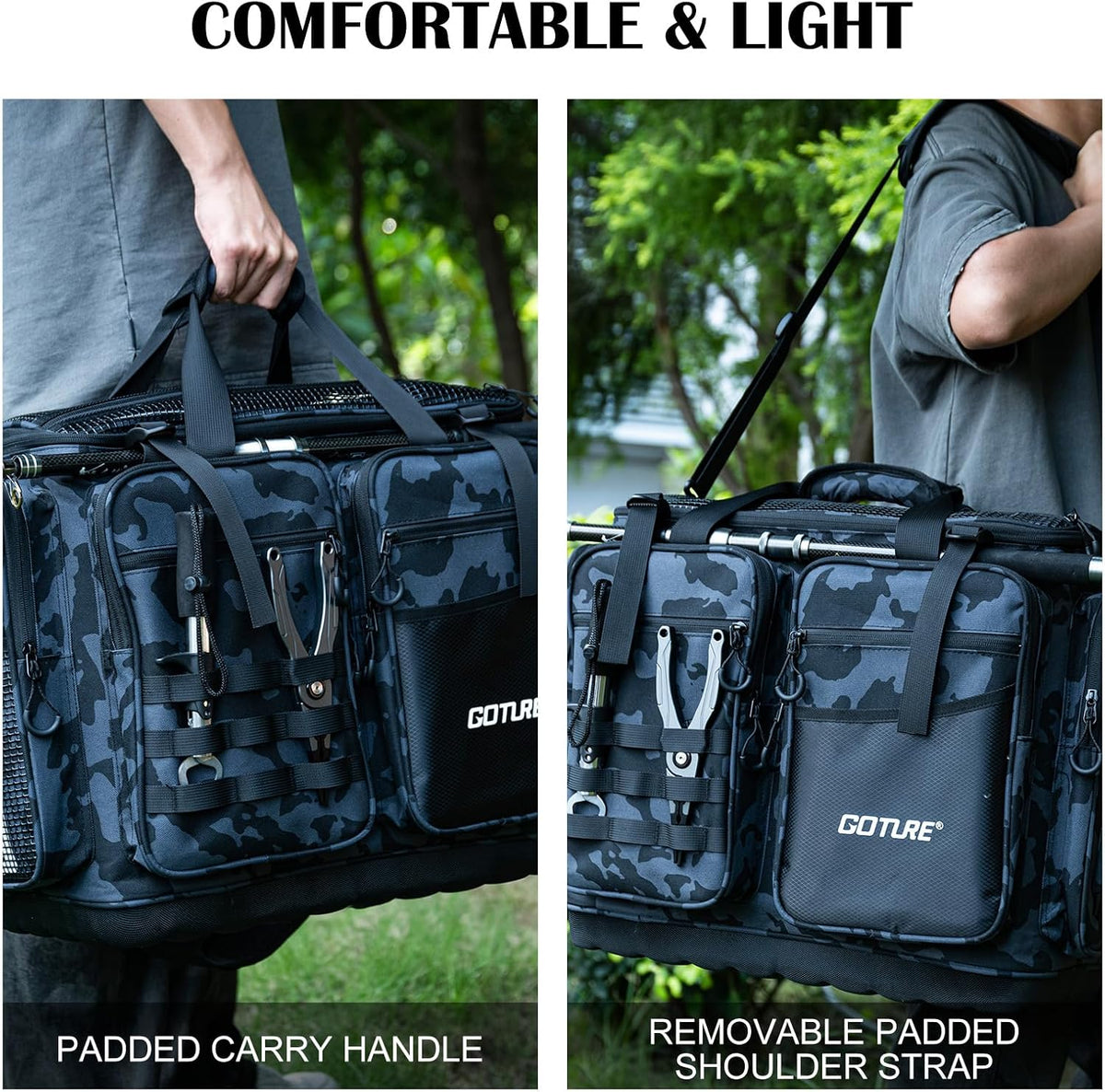 Goture Large Tackle Bag, Water Resistant Saltwater Gear Storage