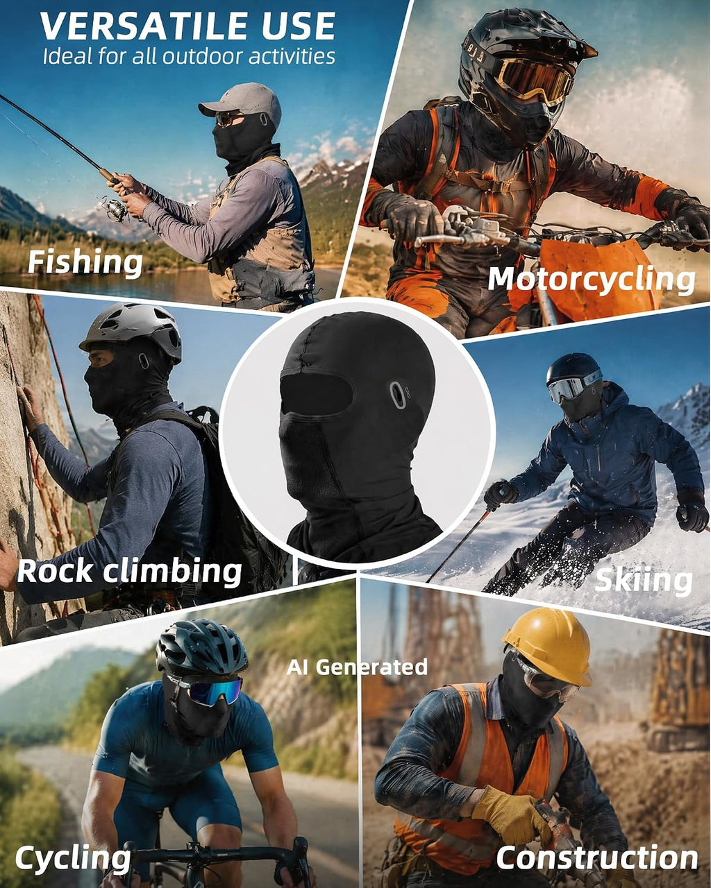 3 Pieces Unisex Ice Silk Mesh Balaclava Ski Mask, Full Cycling Face Cover