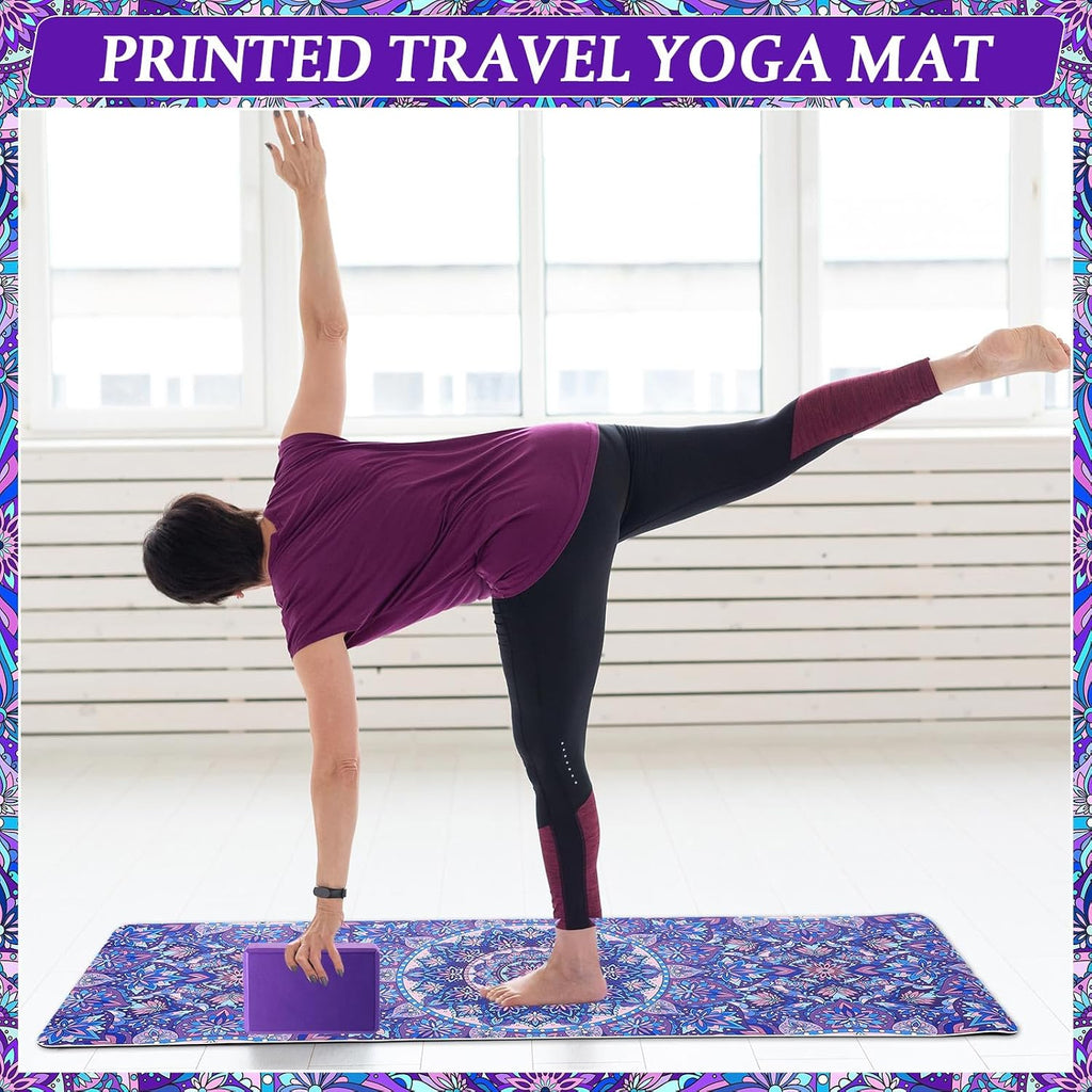 Tinideya 3 Pcs Yoga Mat and Blocks Set 6mm Non Slip Strap