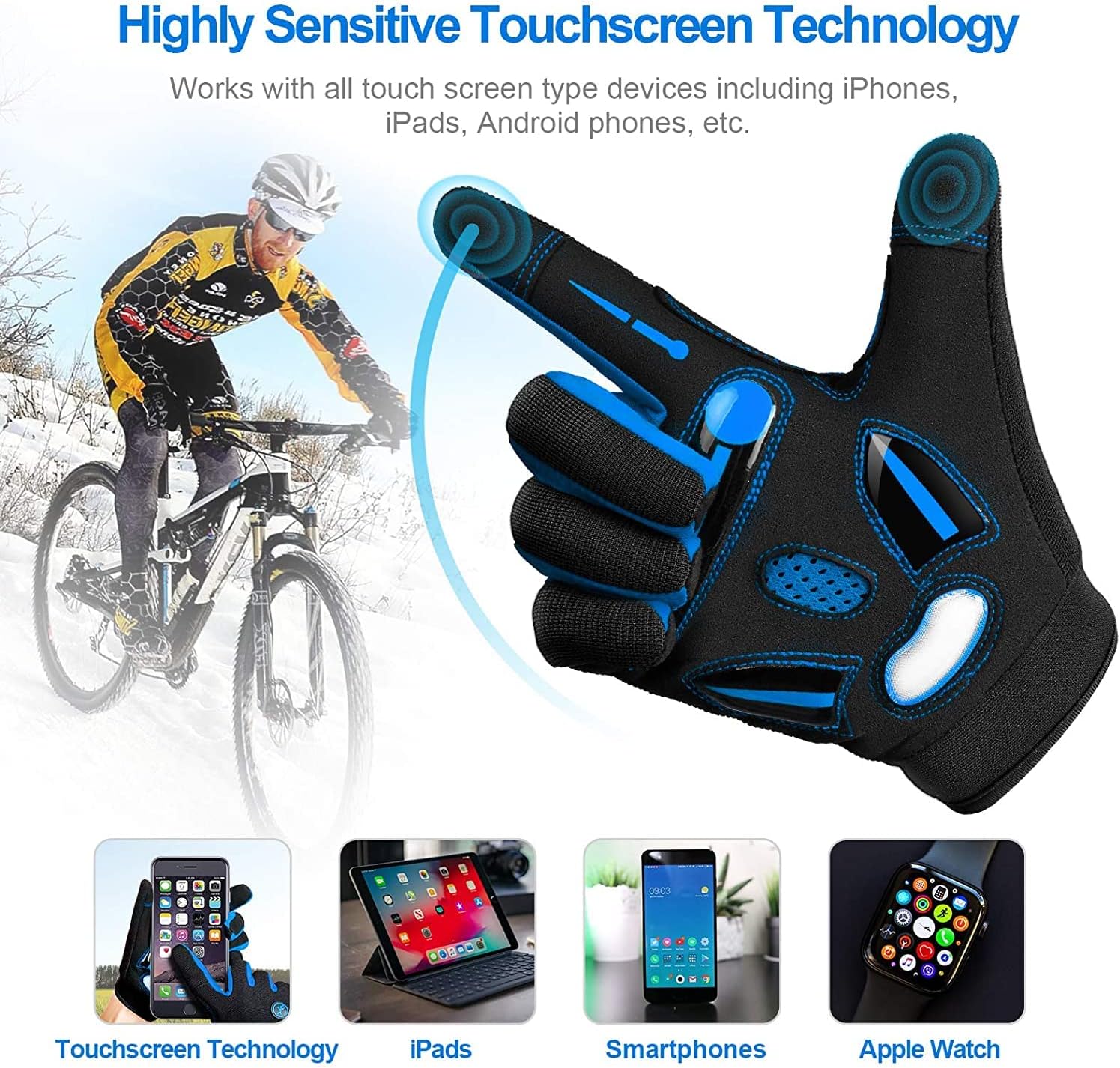 Cycling Gloves Men Women,Touchscreen Full Finger Mountain Bike Gloves