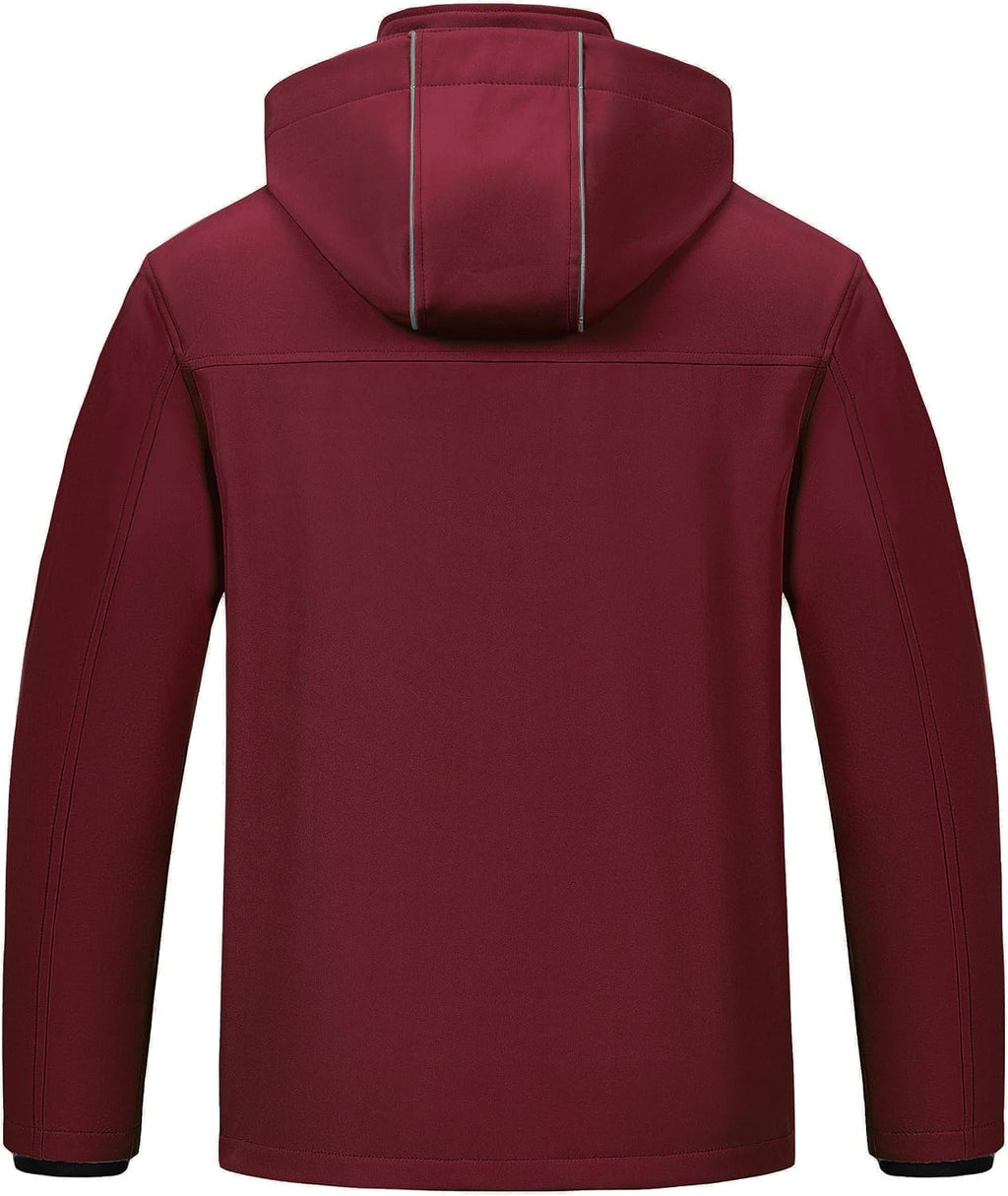 Pursky Men's Softshell Jacket Waterproof Fleece Lined Windbreaker With Removable Hood Lightweight Tactical Jacket