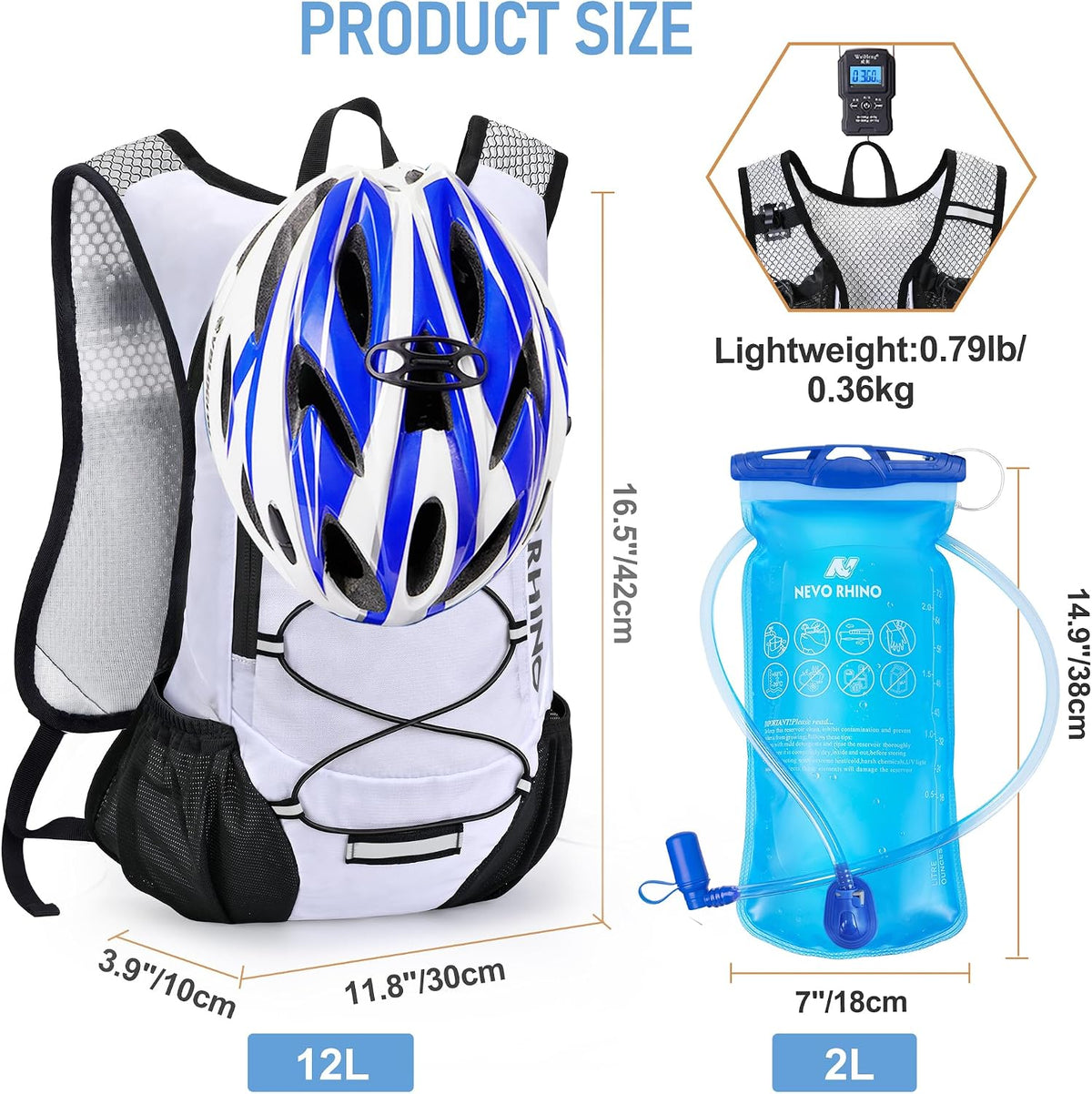 Lightweight Hydration Backpack, Running Backpack with 2L Water Bladder