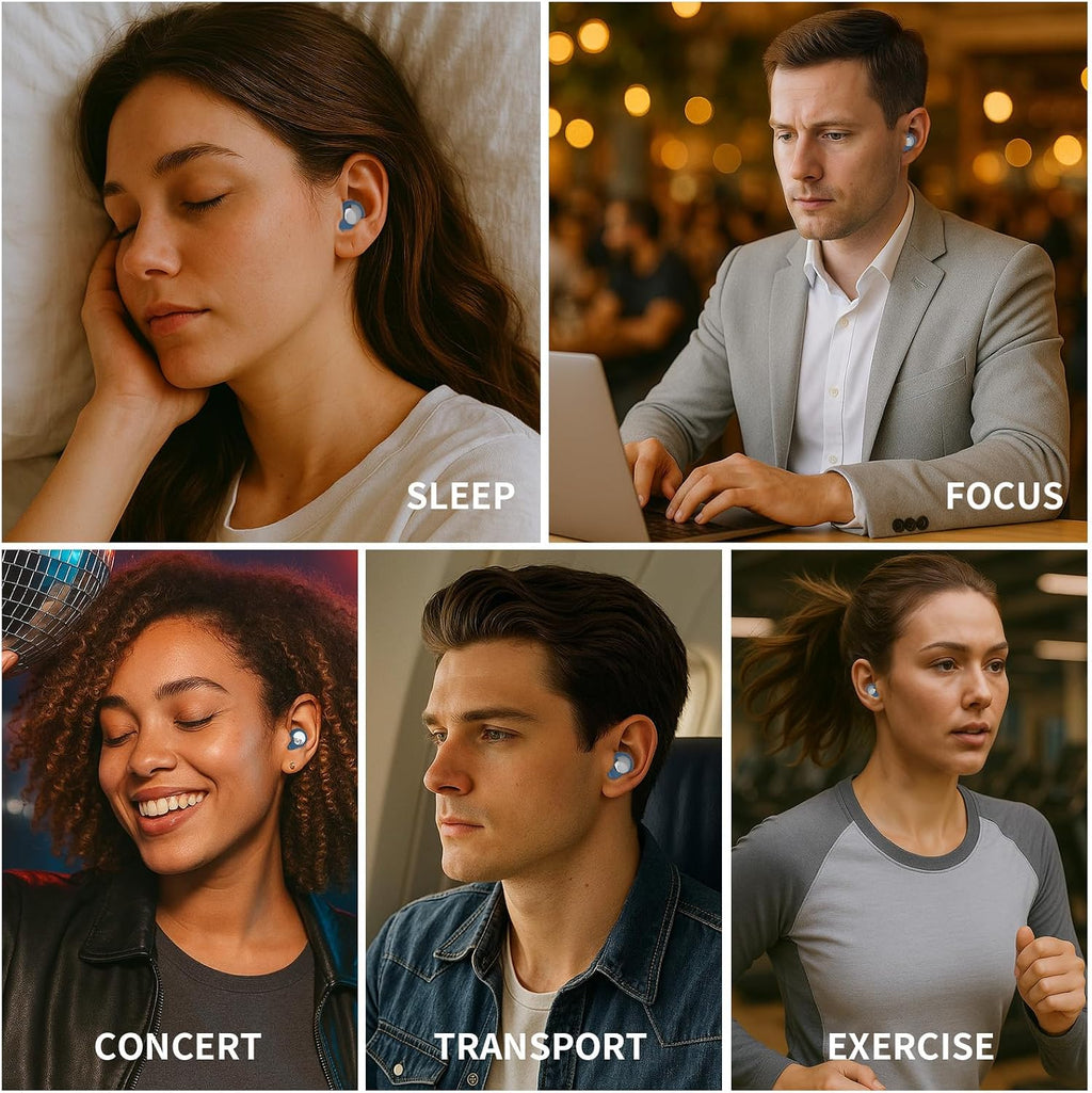 Ear Plugs for Sleeping Noise Reduction, Ultra Soft Silicone Ear Plugs for Side Sleepers, Reusable Sleep Earplugs with 8 Eartips & Travel Case, 30dB Noise Reduction for Snoring, Travel & Focus - Blue