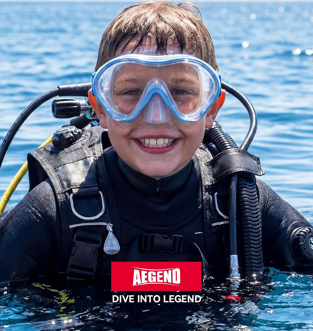 Aegend 2 Pack Kids Swim Goggles with Nose Cover for Kids 3-15, Knitted Fabric Strap, Anti-Fog 180° Clear View No Leak