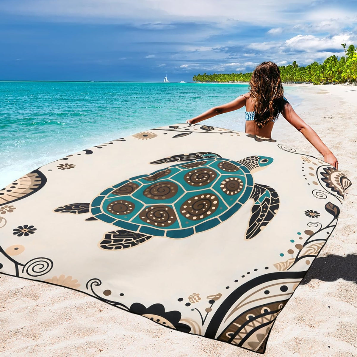 WIWIGO Beach Blanket Mat Waterproof Sandproof for 2-8 Adults Quick Drying
