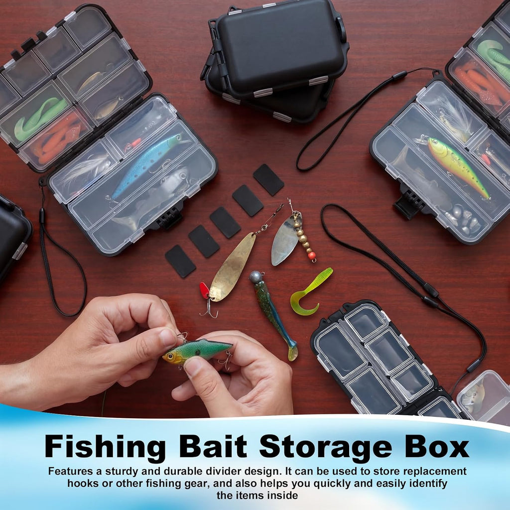 10 Pack Small Tackle Box Organizer for Fishing, Mini Double Sided Portable Pocket Tackle Box Containers for Hooks Lure Baits Swivels Jigs Storage Kayak Boxes(Black)