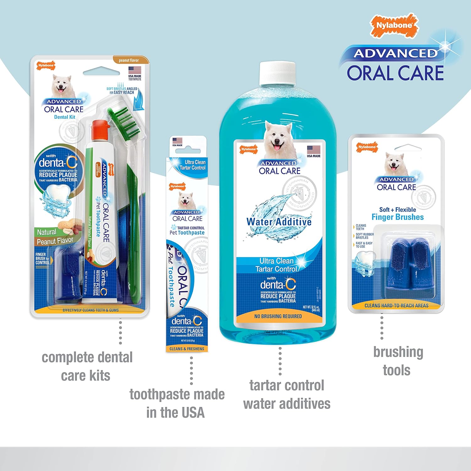 Nylabone Advanced Oral Care Dog Dental Kit Original Flavor 2.5 oz.