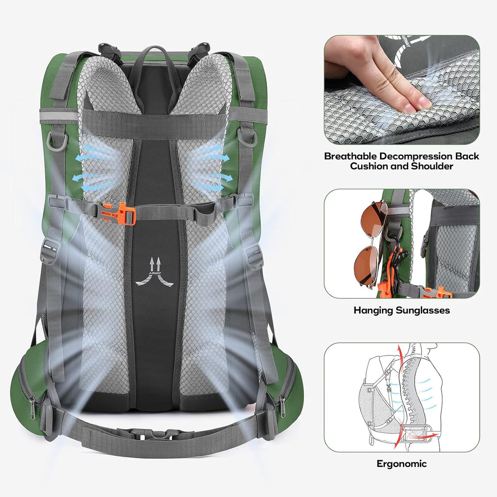 Maelstrom 40L Hiking Backpack, Lightweight Camping Daypack with Rain Cover