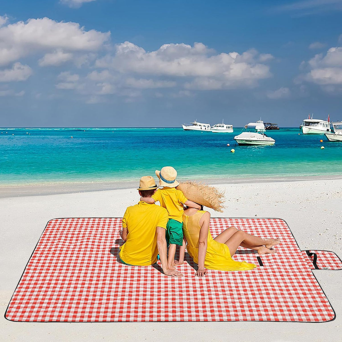 Large Picnic Blanket Beach Blanket Waterproof Sandproof Outdoor Blanket Foldable Beach Mat Sandfree Handy Mat with Carry Strap Lightweight Beach Mat fit 2 to 4 Adults for Beach Grass Lawn Park