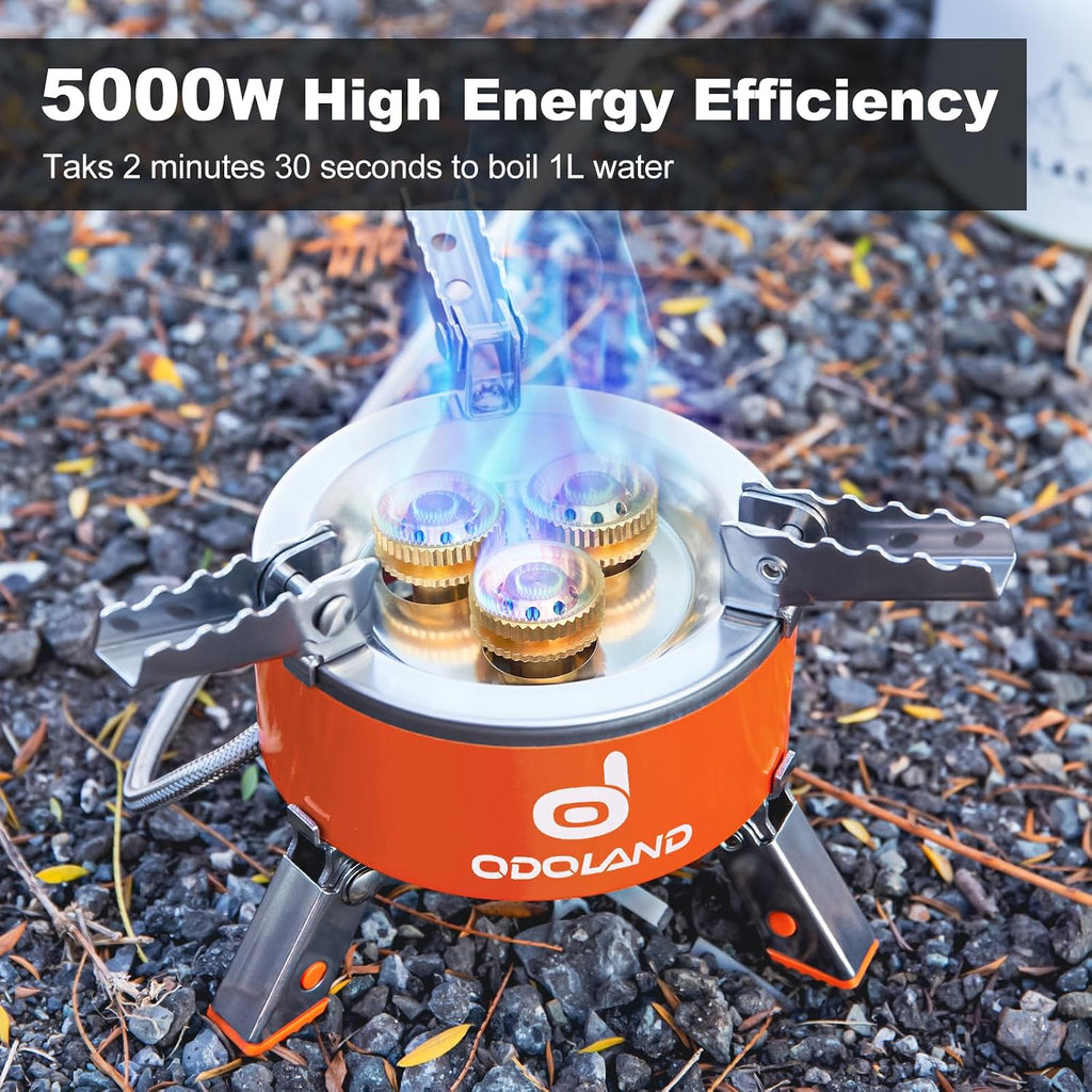 Odoland 5000W Portable Camping Stove Lightweight Camp Stove Collapsible Backpacking Stove with EVA Box for Outdoor Camping Cooking Hiking and Picnic