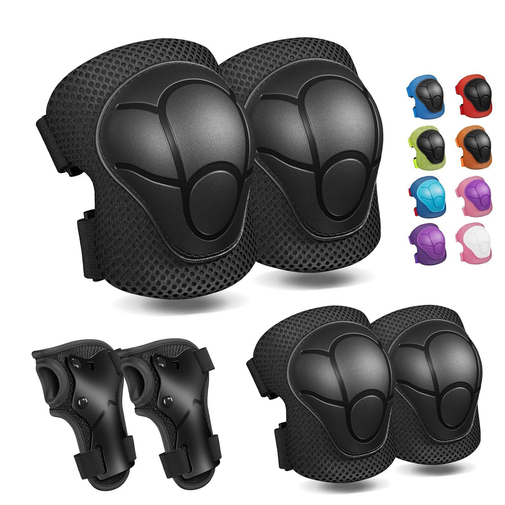 CKE Toddler Knee Pads and Elbow Pads with Wrist Guards for Kids, Black S