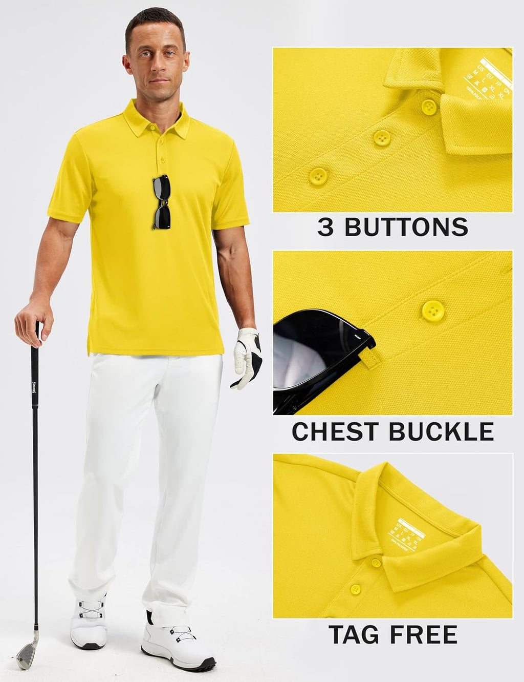 TACVASEN Men's Polo Shirts Short Sleeve Dry Fit Collared Golf Shirt