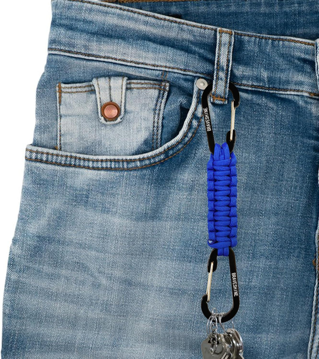 BRAVESHINE Paracord Keychain Carabiner Clip | D Ring Hanger Lanyard Hook