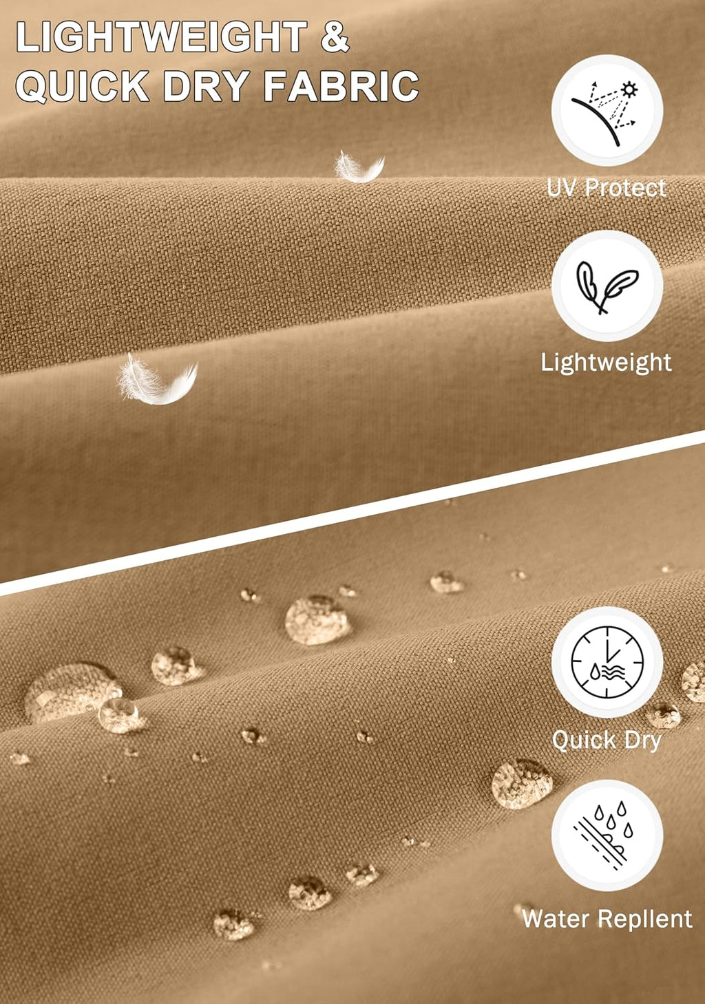 Pudolla Men's Lightweight Hiking Pants with 7 Pockets Quick Dry Water Resistant Fishing Travel Pants