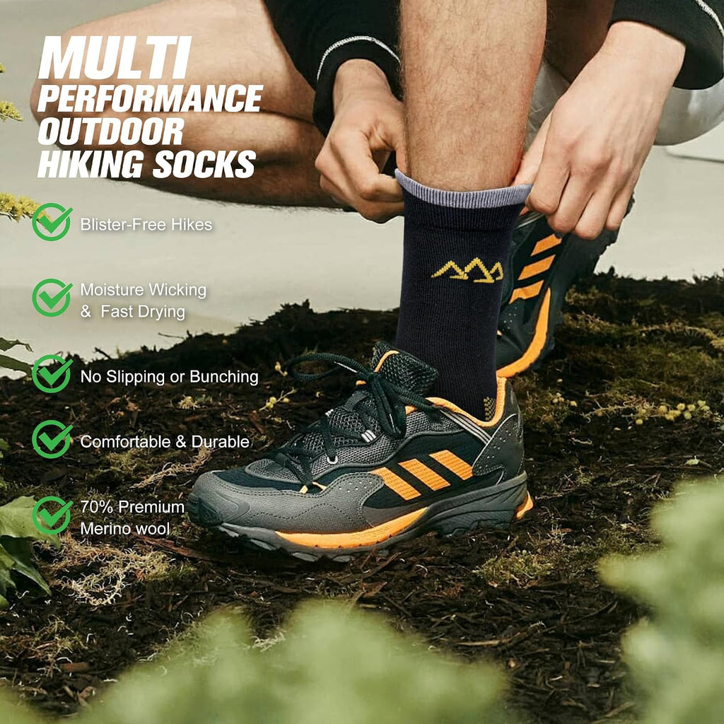 innotree Men's Merino Wool Hiking Socks 3 Pairs