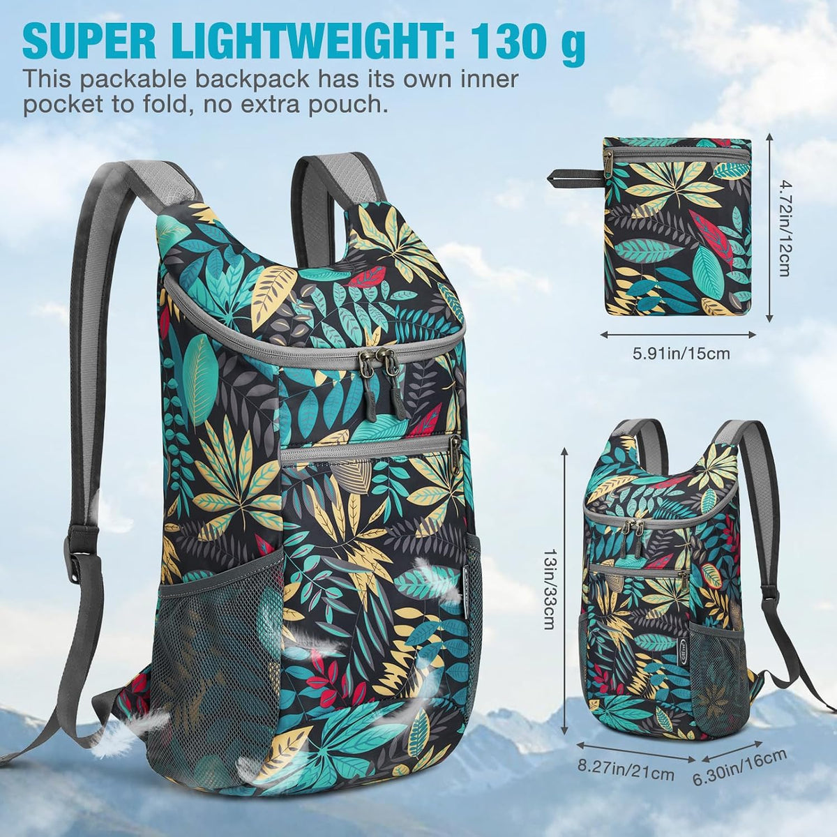 G4Free 10L Lightweight Packable Hiking Backpack, Nylon Daypack Daily Travel