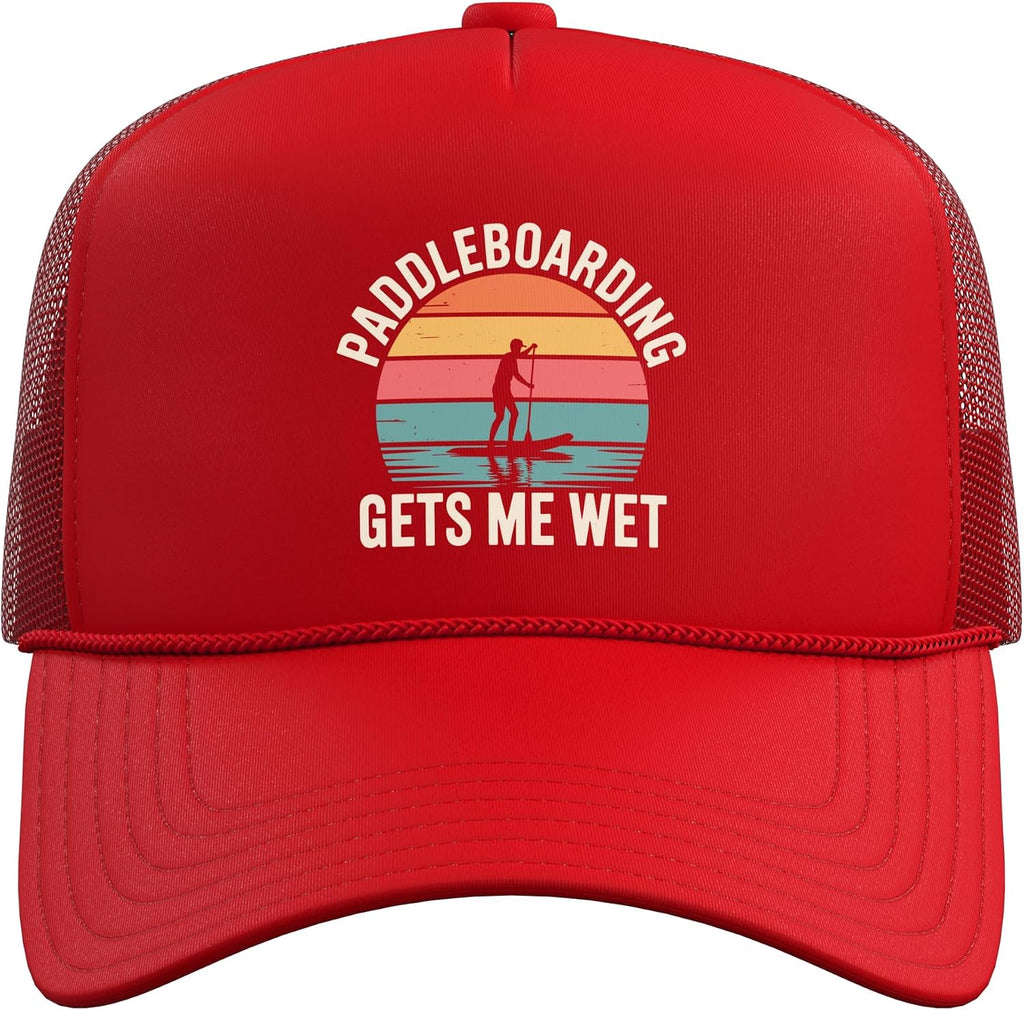 Paddleboard Art for Men Women Paddleboarding Paddle Board Trucker Hat with Adjustable Mesh Back