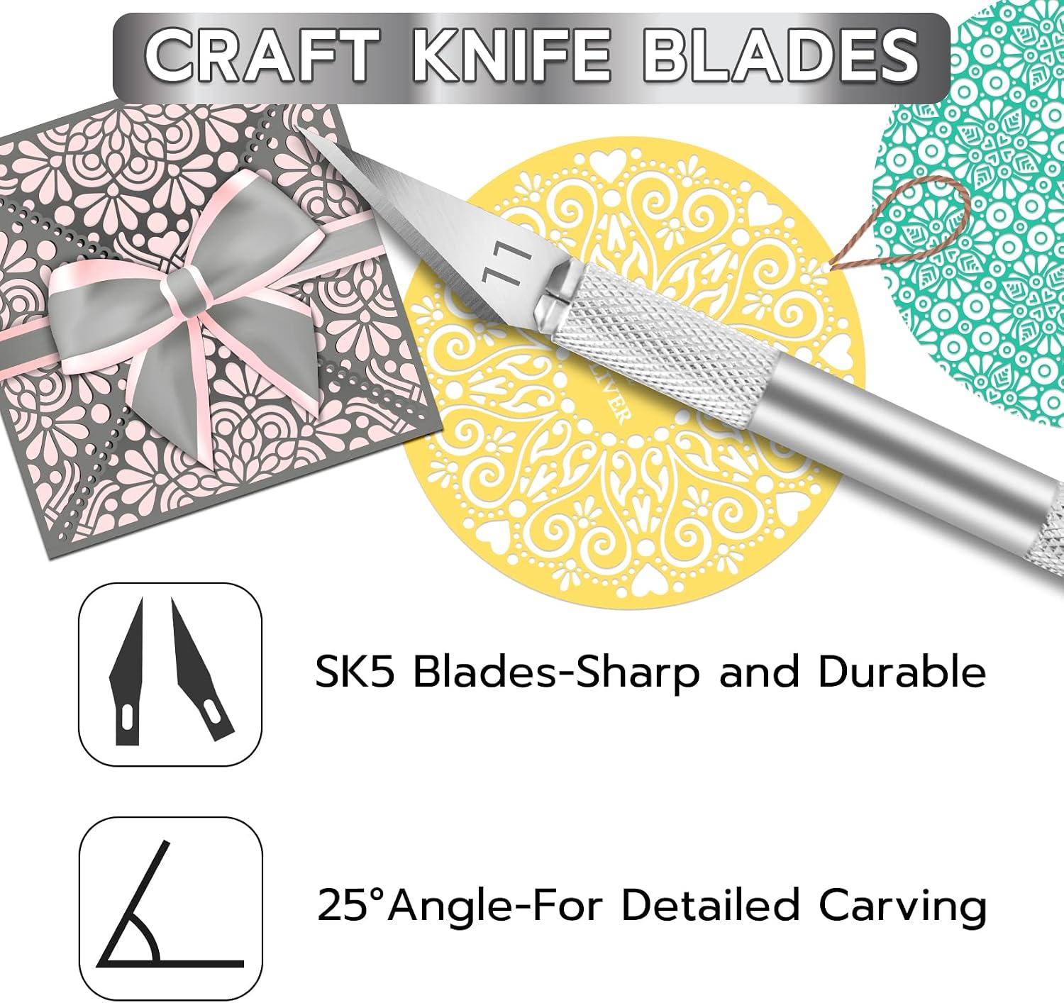 JETMORE 24 Pack Silver Exacto Knife Set, Precision Craft Knife Set for DIY