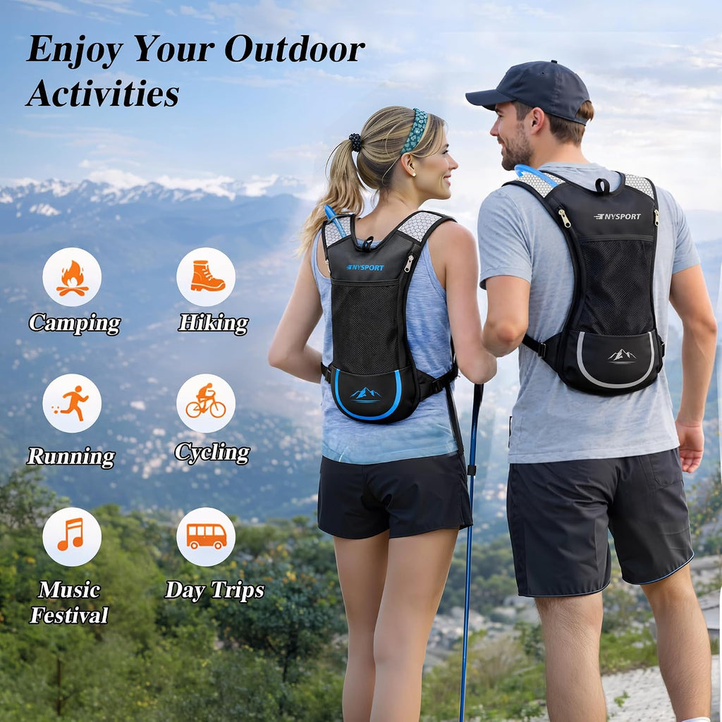 Lightweight 2 Pack Hydration Backpack with 2L Water Bladder for Hiking | Breathable Reinforced Shoulder Straps, Odorless & Explosion-Proof Bladder, 3 Layer Pockets Water Bag, for Running Cycling