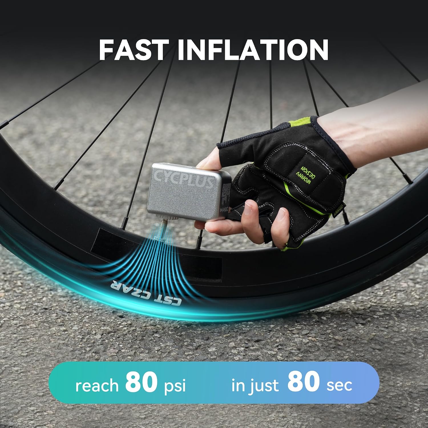CYCPLUS Tiny E-Pump Bike Pump, AS2, 97g, Aluminum Alloy Shell, No Display