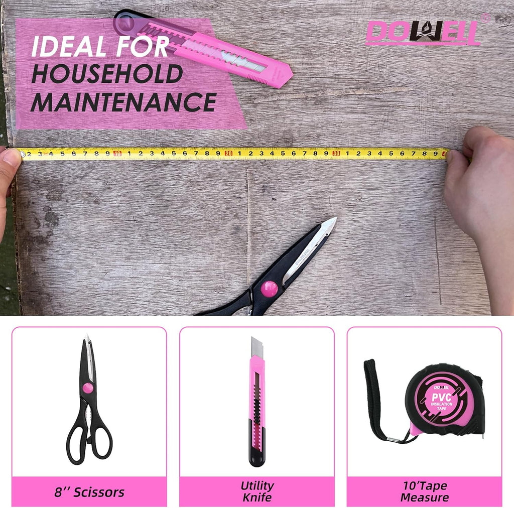 DOWELL Tool Set, 40 Pcs Tool Kit, Screwdriver Set With Storage Case, Pink