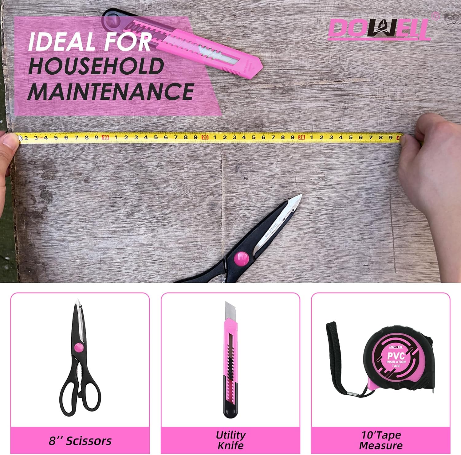 DOWELL Tool Set, 40 Pcs Tool Kit, Screwdriver Set With Storage Case, Pink