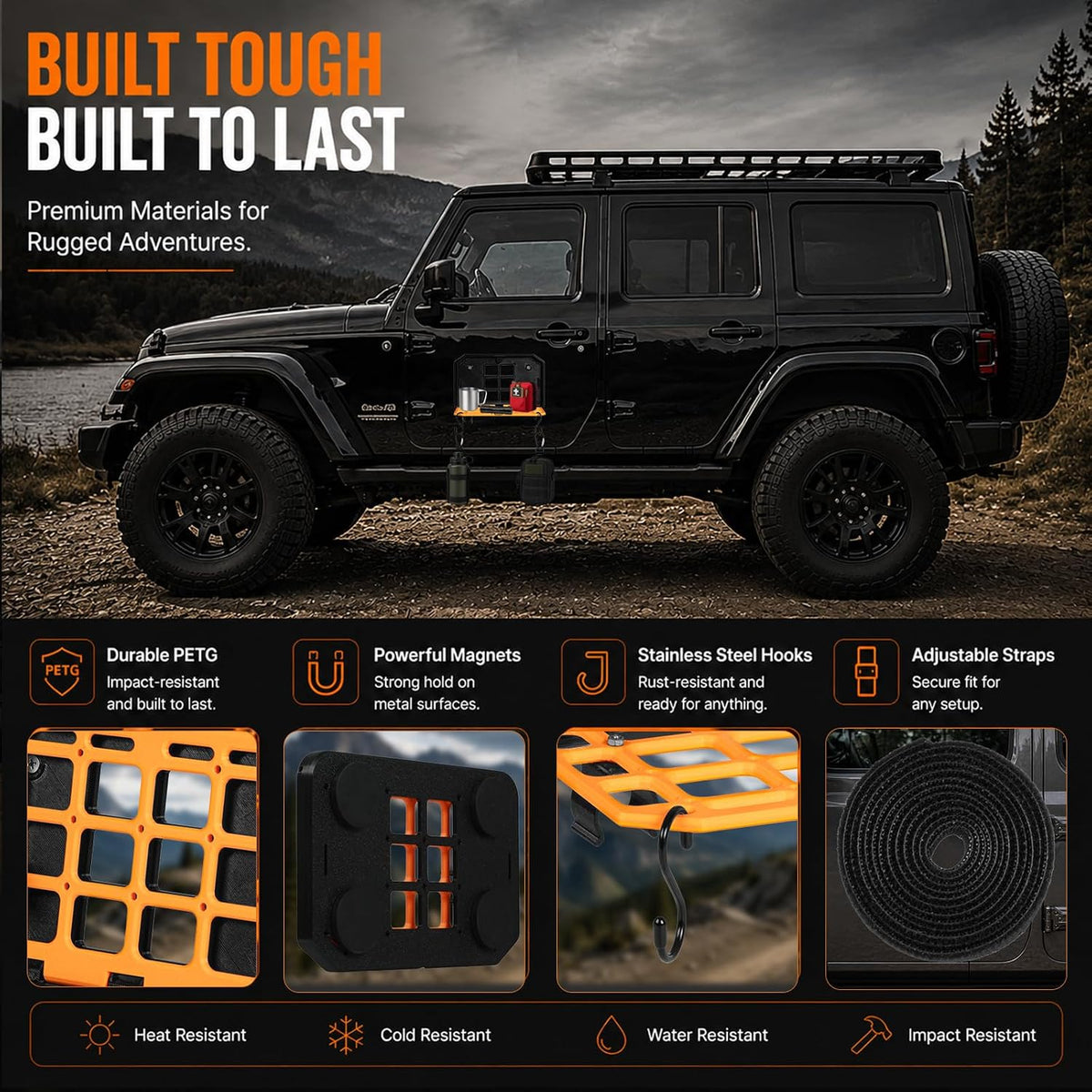MOLLE Folding Table for Vehicle - Powerful Magnetic Mount (A)