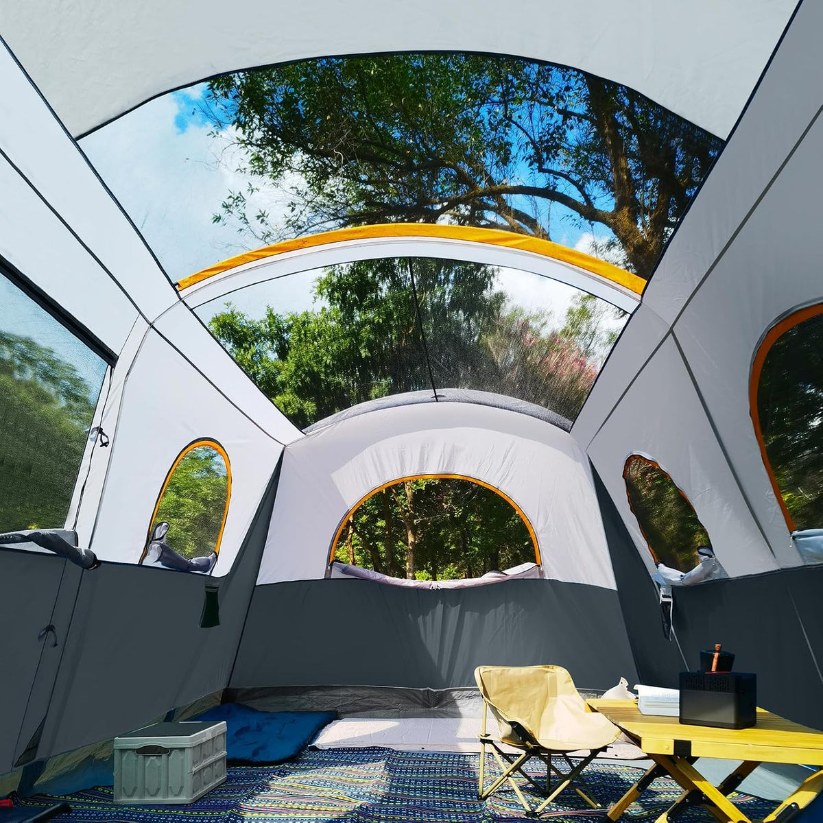 UNP Camping Tent 8 Person Waterproof Big Tunnel Tent with Screen Porch