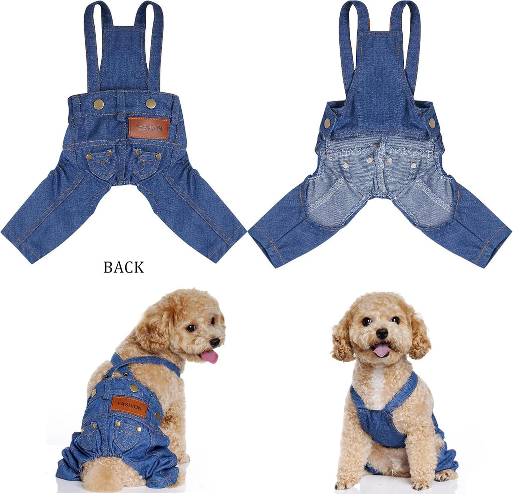 Dog Clothes Denim Overalls Pet Strap Pants for Small Puppy Cat Pets Jean Jacket Sling Jumpsuit Dog Apparel & Accessories (Blue, Small)