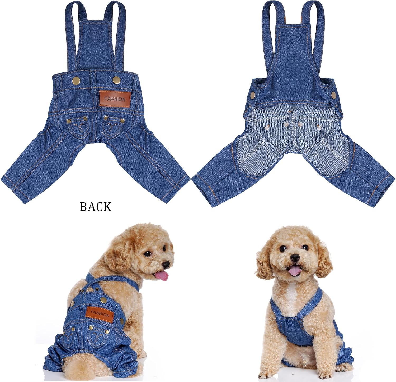 Dog Clothes Denim Overalls Pet Strap Pants for Small Puppy Cat Pets Jean Jacket Sling Jumpsuit Dog Apparel & Accessories (Blue, Small)