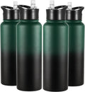 VEGOND 40 oz Insulated Water Bottle Bulk Stainless Steel Metal Water Bottles with Leak Proof Straw Lid & Spout Lid, Wide Mouth Double Walled Vacuum Travel Sports Bottle, 4 Pack