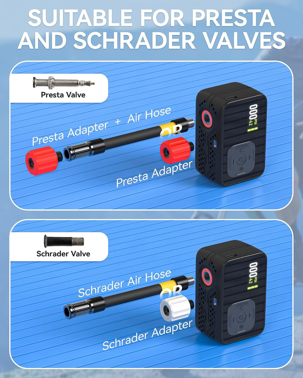 Electric Bike Pump,120PSI High Pressure Bicycle Tire Pump for Digital Gauge