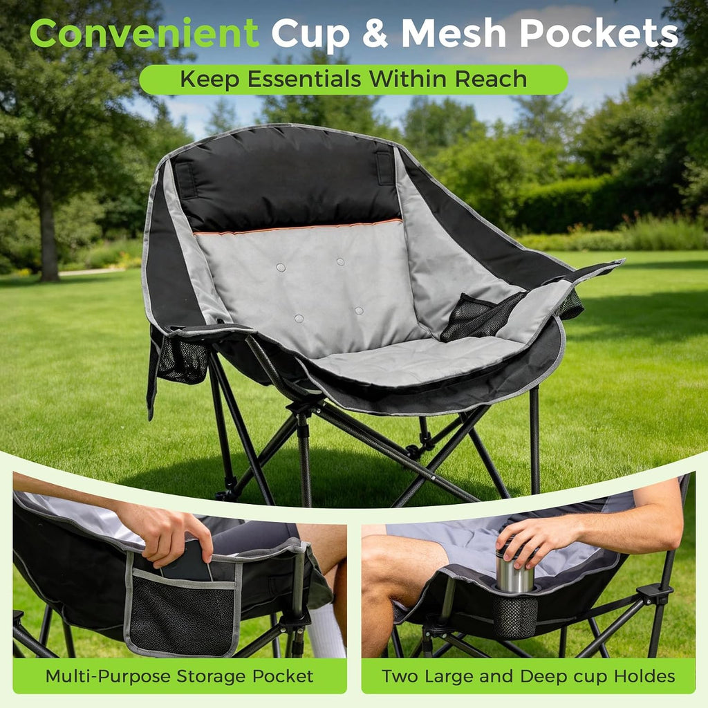 Suteck Oversized Camping Chairs for Adults - 500LBS Padded Camp Chair
