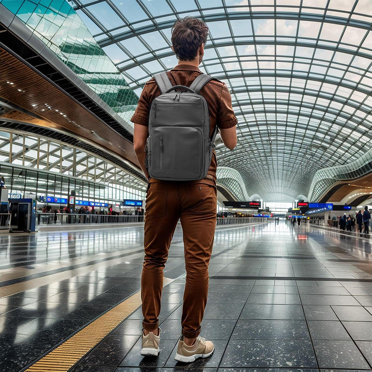 20L 15.6 Inch Laptop Backpack Anti Theft Flight Approved Gray